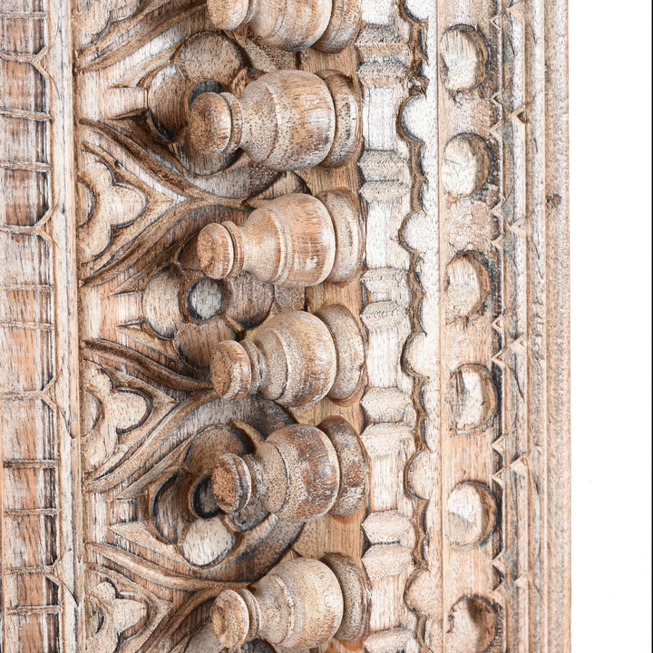 Carving Detail Of Carved Mango Wood Painted Mirror - Antique Cream | Indigo Antiques