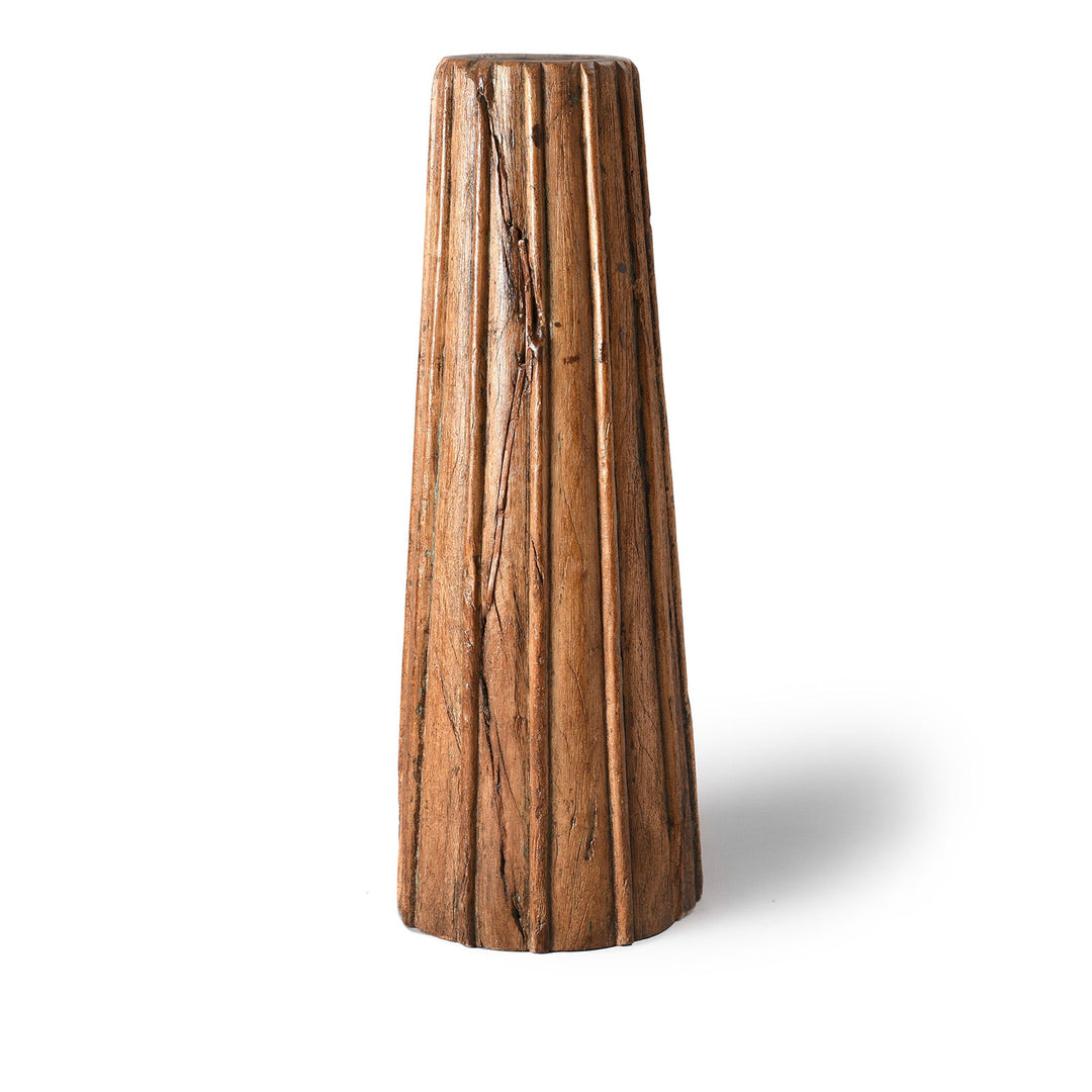 Reverse Of Carved Teak Pillar Candle Stand - 19thC | Indigo Antiques