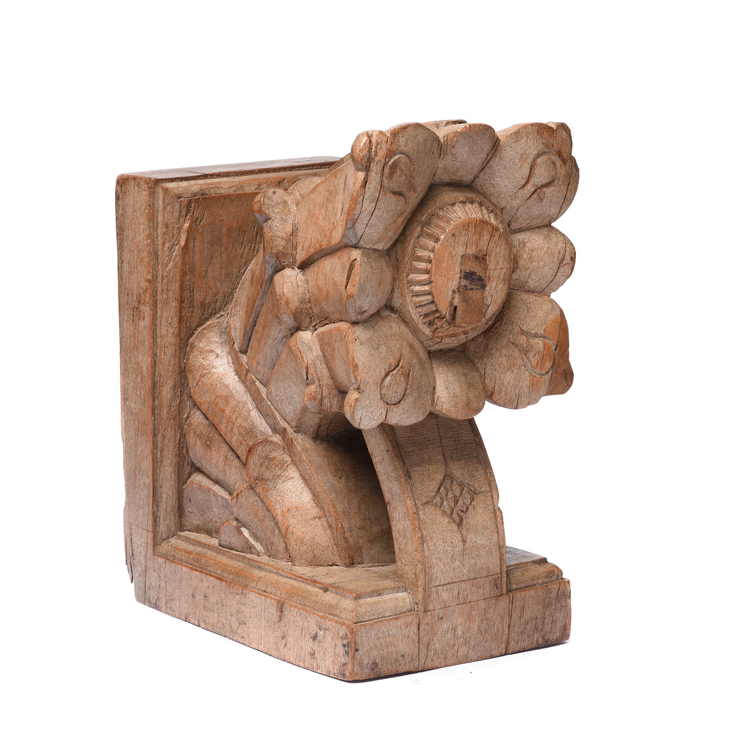 Angled View Of Carved Teak Corbel From Maharashtra - 19thC | Indigo Antiques