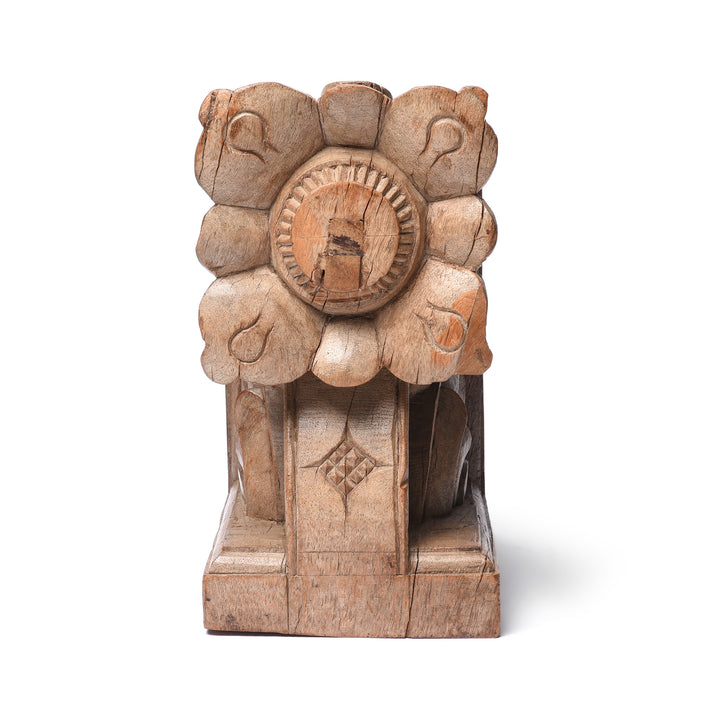 Frontal View Of Carved Teak Corbel From Maharashtra - 19thC | Indigo Antiques
