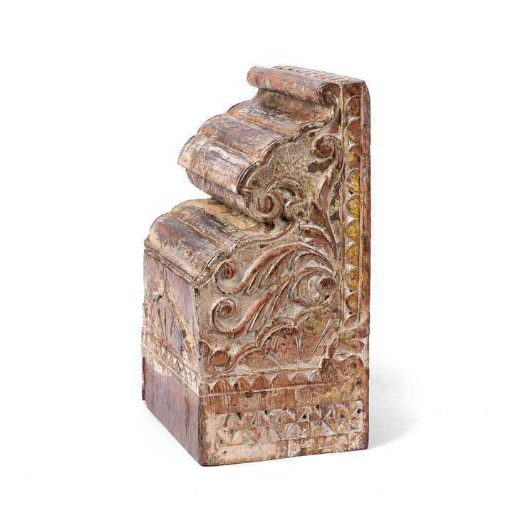Angled View Of Carved Teak Corbel From Maharashtra - 19thC | Indigo Antiques