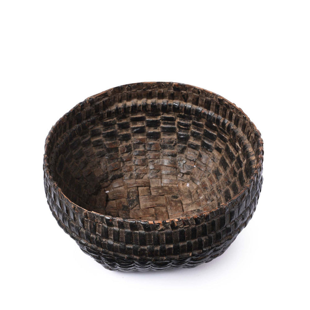 Vintage Woven Rattan Basket From Karnataka - Ca 1940 | Indigo Antiques