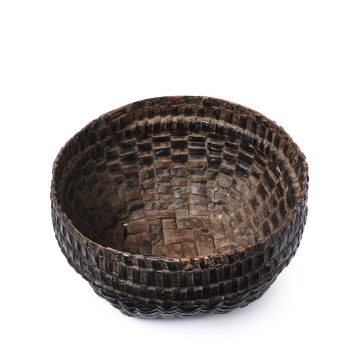 Vintage Woven Rattan Basket From Karnataka - Ca 1940 | Indigo Antiques