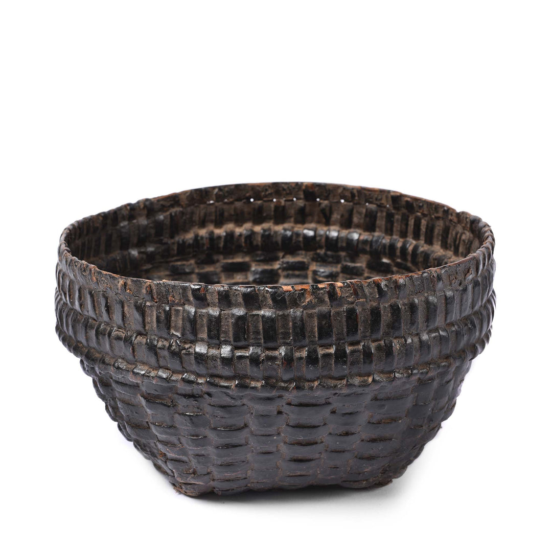 Vintage Woven Rattan Basket From Karnataka - Ca 1940 | Indigo Antiques