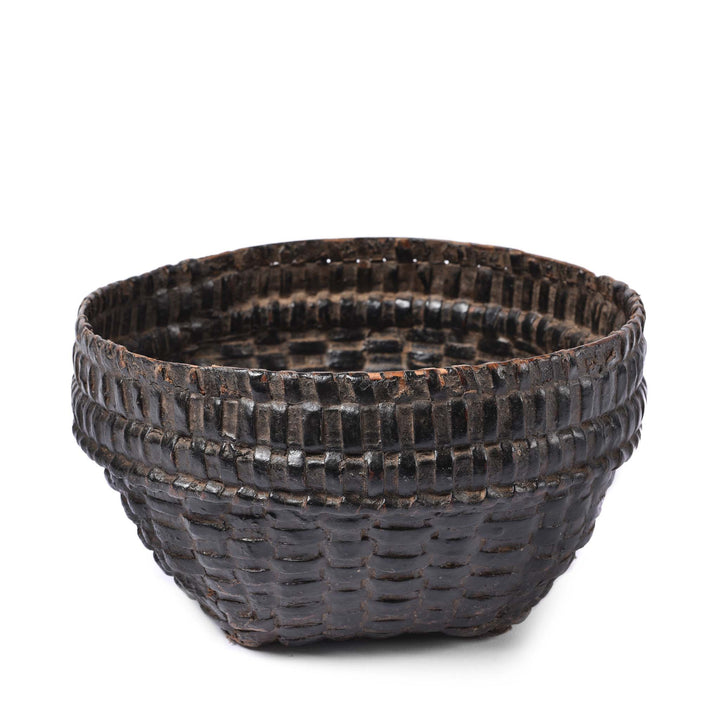 Vintage Woven Rattan Basket From Karnataka - Ca 1940 | Indigo Antiques