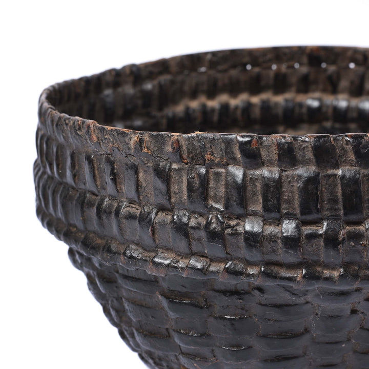 Detail From Vintage Woven Rattan Basket From Karnataka - Ca 1940 | Indigo Antiques