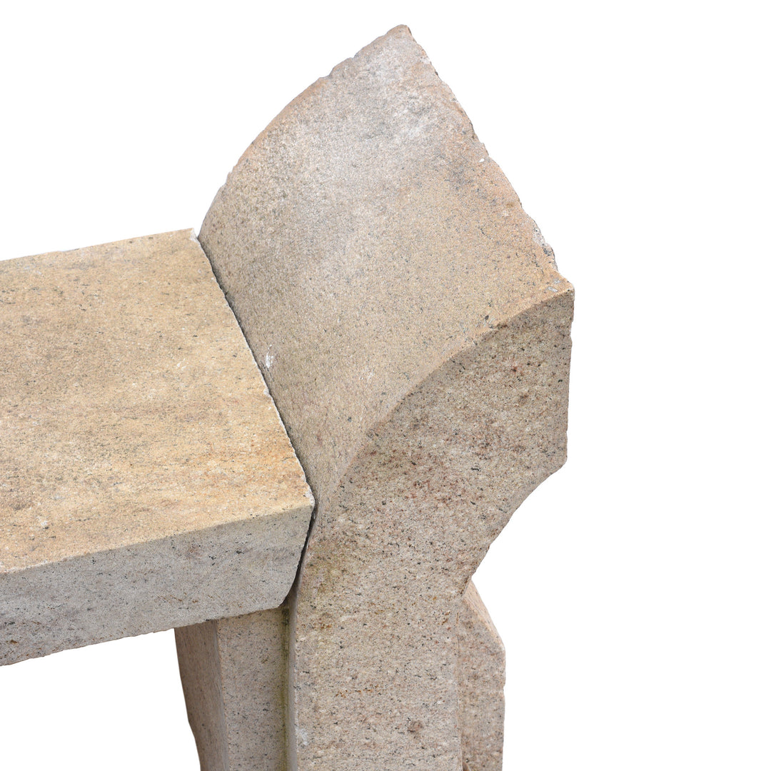 Angled Corner Detail From Old Granite Bench From South India - Ca 1920 | Indigo Antiques