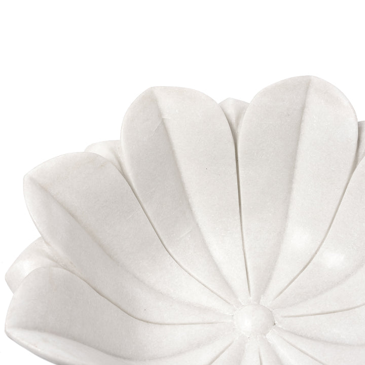 Detail From Hand Carved Marble Bowl - Lotus Design (Large) | Indigo Antiques