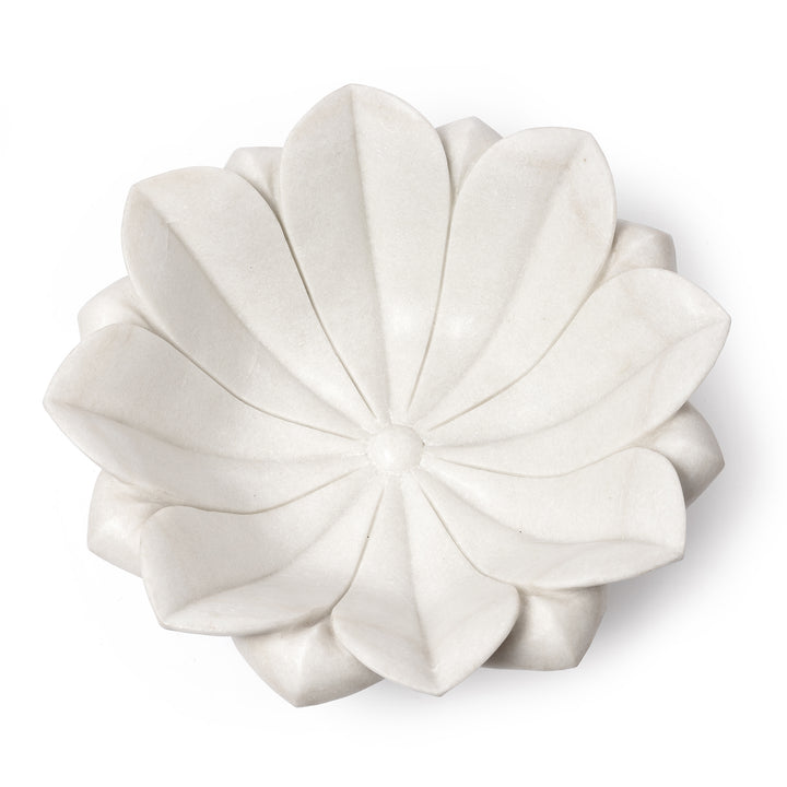 Hand Carved Marble Bowl - Lotus Design (Large) | Indigo Antiques