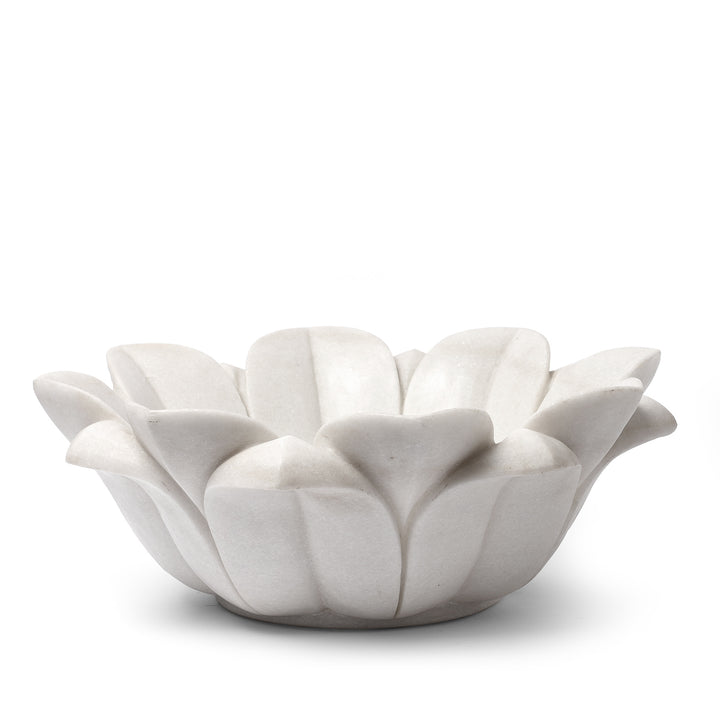 Hand Carved Marble Bowl - Lotus Design (Large) | Indigo Antiques