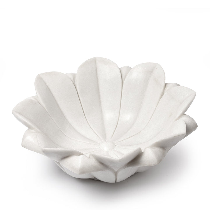 Hand Carved Marble Bowl - Lotus Design (Large) | Indigo Antiques