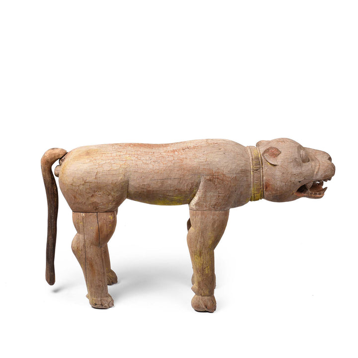 Carved Wood Tiger Statue From Bhutia Tribe - Ca 1920 | Indigo Antiques