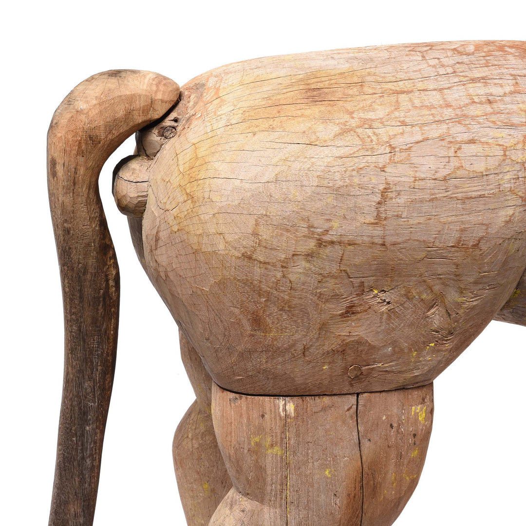 Tail Detail From Carved Wood Tiger Statue From Bhutia Tribe - Ca 1920 | Indigo Antiques