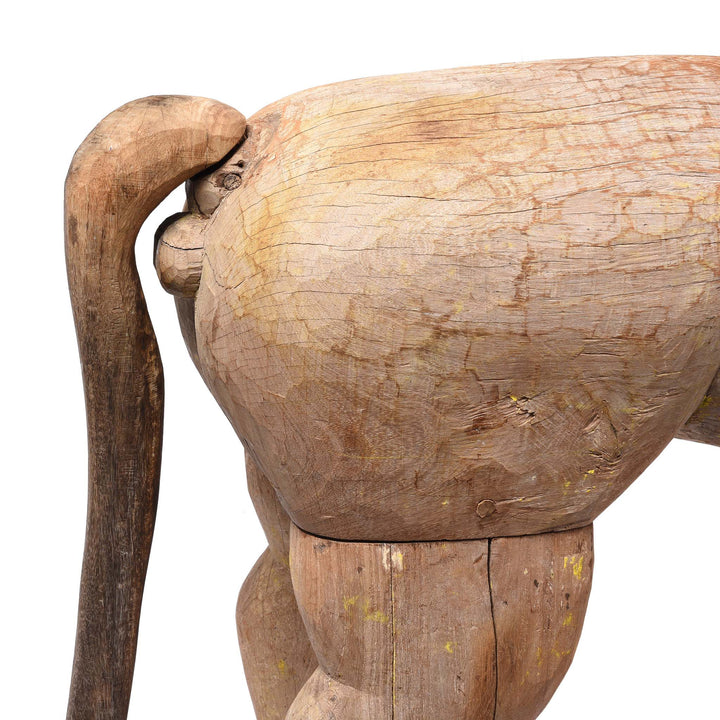 Tail Detail From Carved Wood Tiger Statue From Bhutia Tribe - Ca 1920 | Indigo Antiques