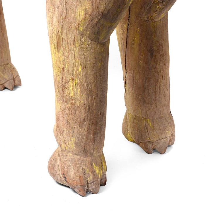 Leg Detail From Carved Wood Tiger Statue From Bhutia Tribe - Ca 1920 | Indigo Antiques