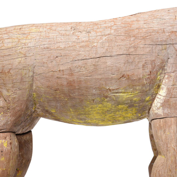 Profile Detail From Carved Wood Tiger Statue From Bhutia Tribe - Ca 1920 | Indigo Antiques