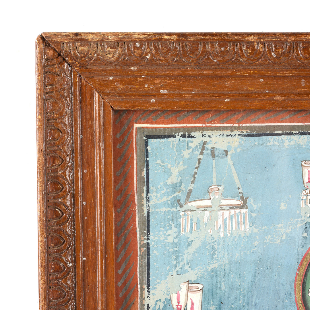 Frame Detail From Antique Framed Watercolour Of a Maharajah From Rajasthan - 19th Century | Indigo Antiques