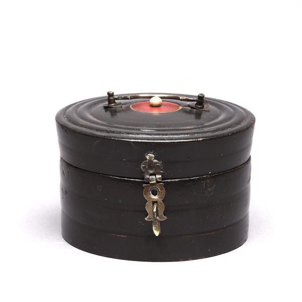 Regency Style Black Lacquer Pot From Rajasthan -19thC