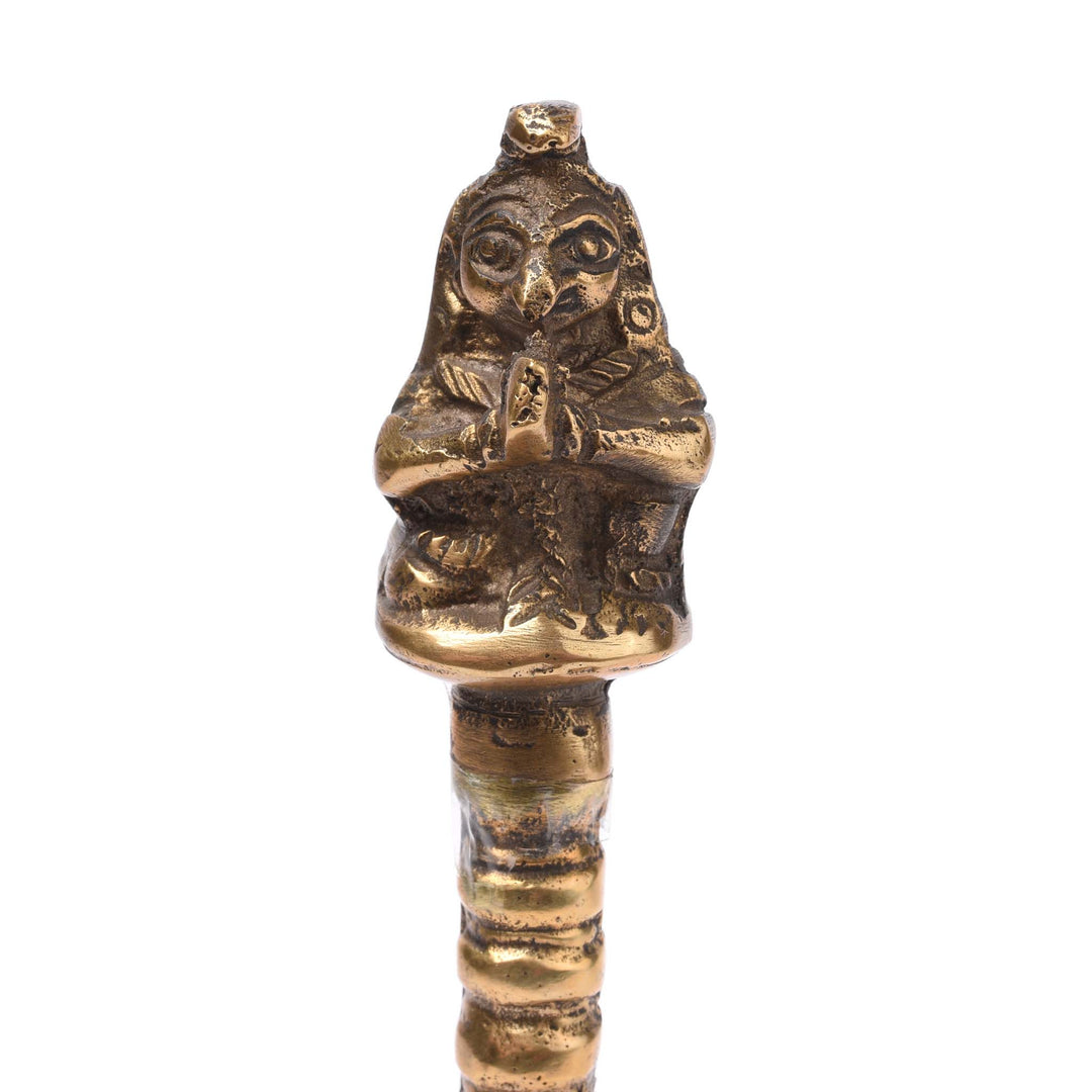 Character Detail From Old Brass Puja Bell from Delhi - Early 20thC | Indigo Antiques