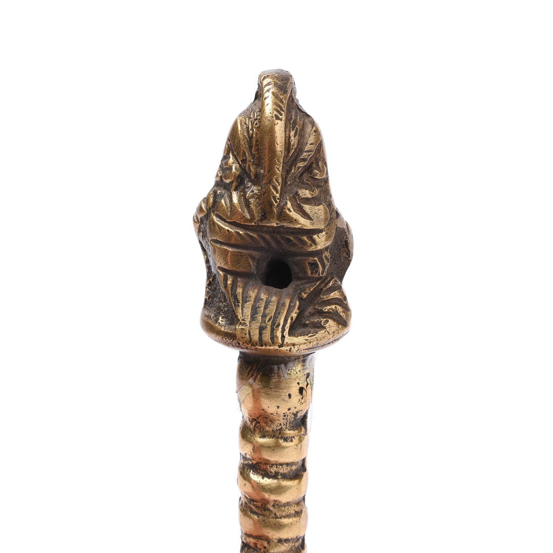 Reverse Of haracter From Old Brass Puja Bell from Delhi - Early 20thC | Indigo Antiques
