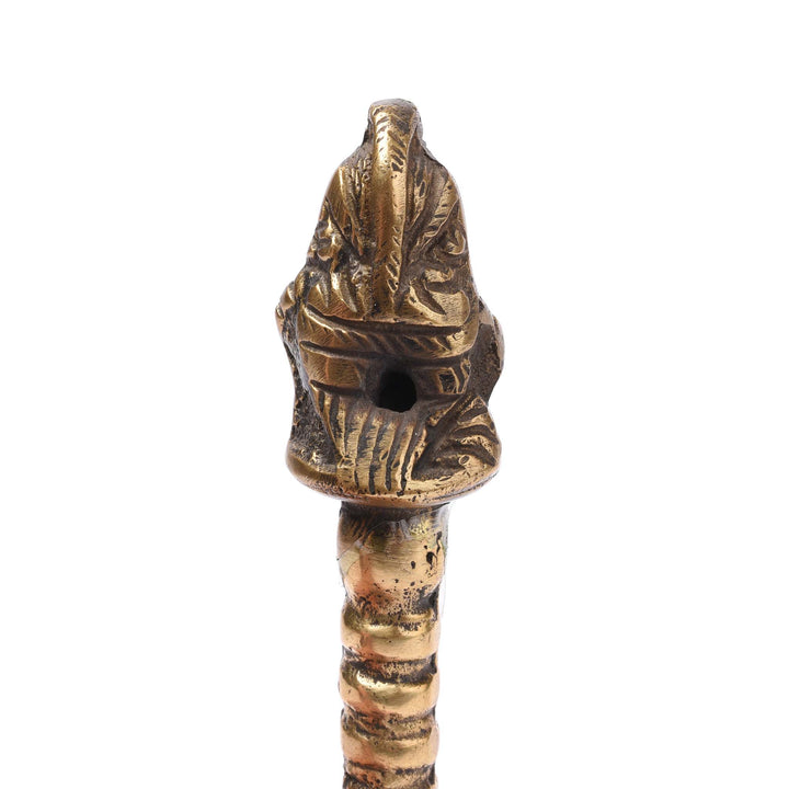 Reverse Of haracter From Old Brass Puja Bell from Delhi - Early 20thC | Indigo Antiques