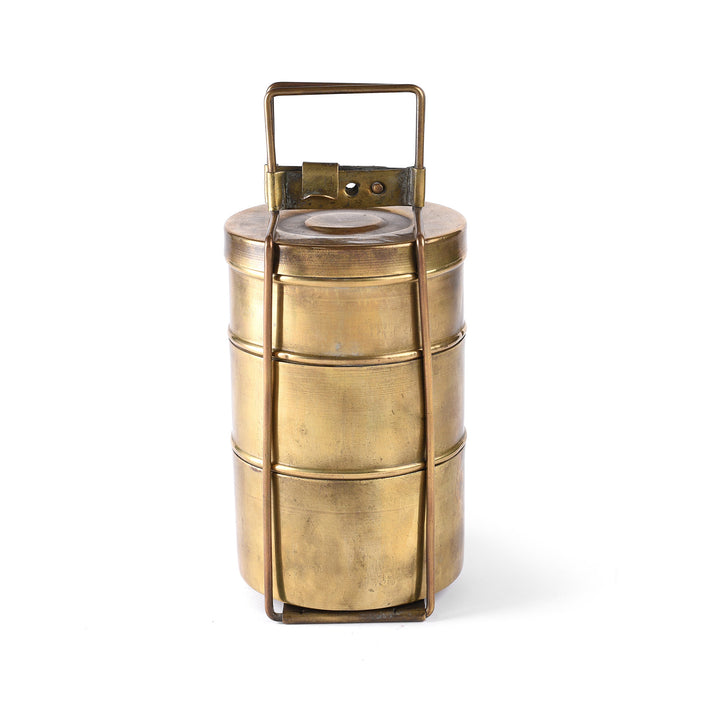 Indian Vintage Brass Tiffin Box - Ca 1950's | INDIGO ANTIQUES