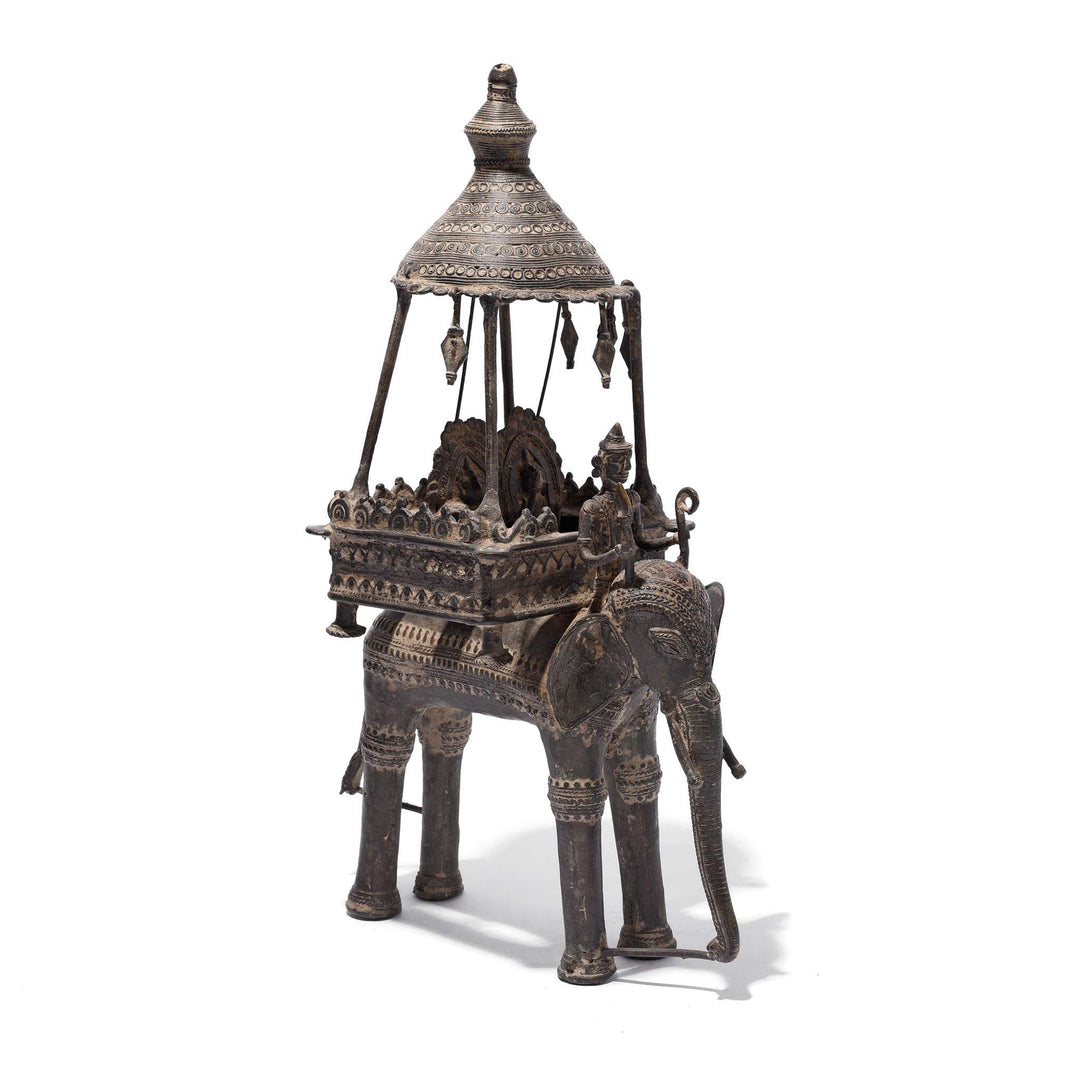 Original Bastar Bronze Elephant & Howdah  From Chhattisgarh | Indigo Antiques