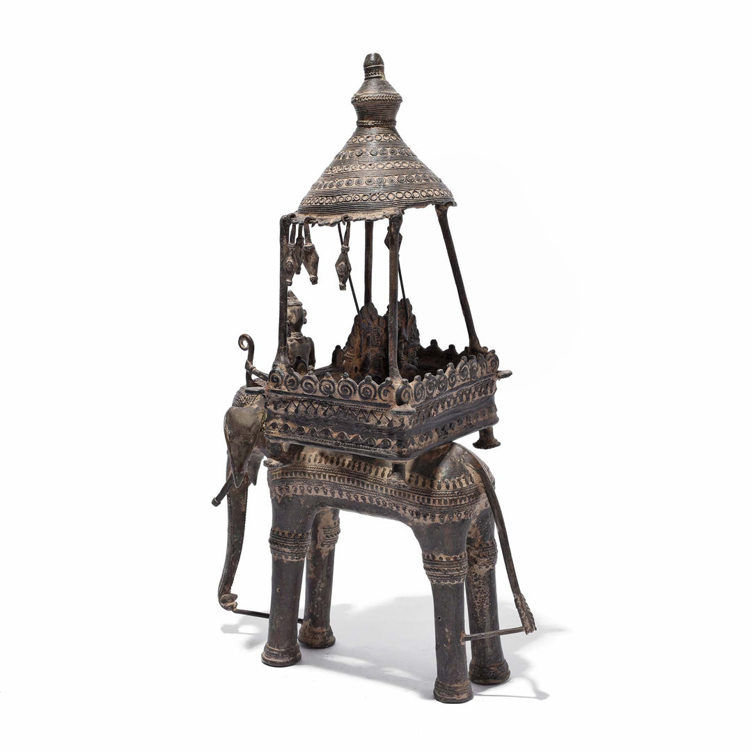 Reverse Of Brass Dhokra Work Jali Elephant & Riders From Orissa - 19thC | Indigo Antiques