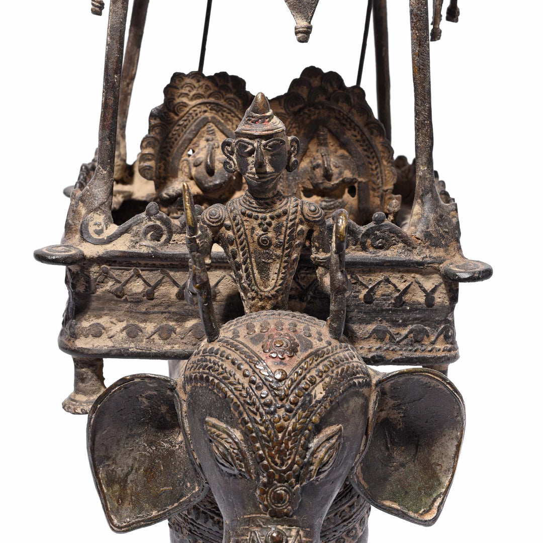 Rider Detail From Brass Dhokra Work Jali Elephant & Riders From Orissa - 19thC | Indigo Antiques