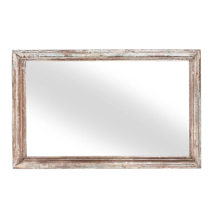 Landscape Orientation Of Indian Mirror Made From An Old Teak Window - Ca 1920 | Indigo Antiques