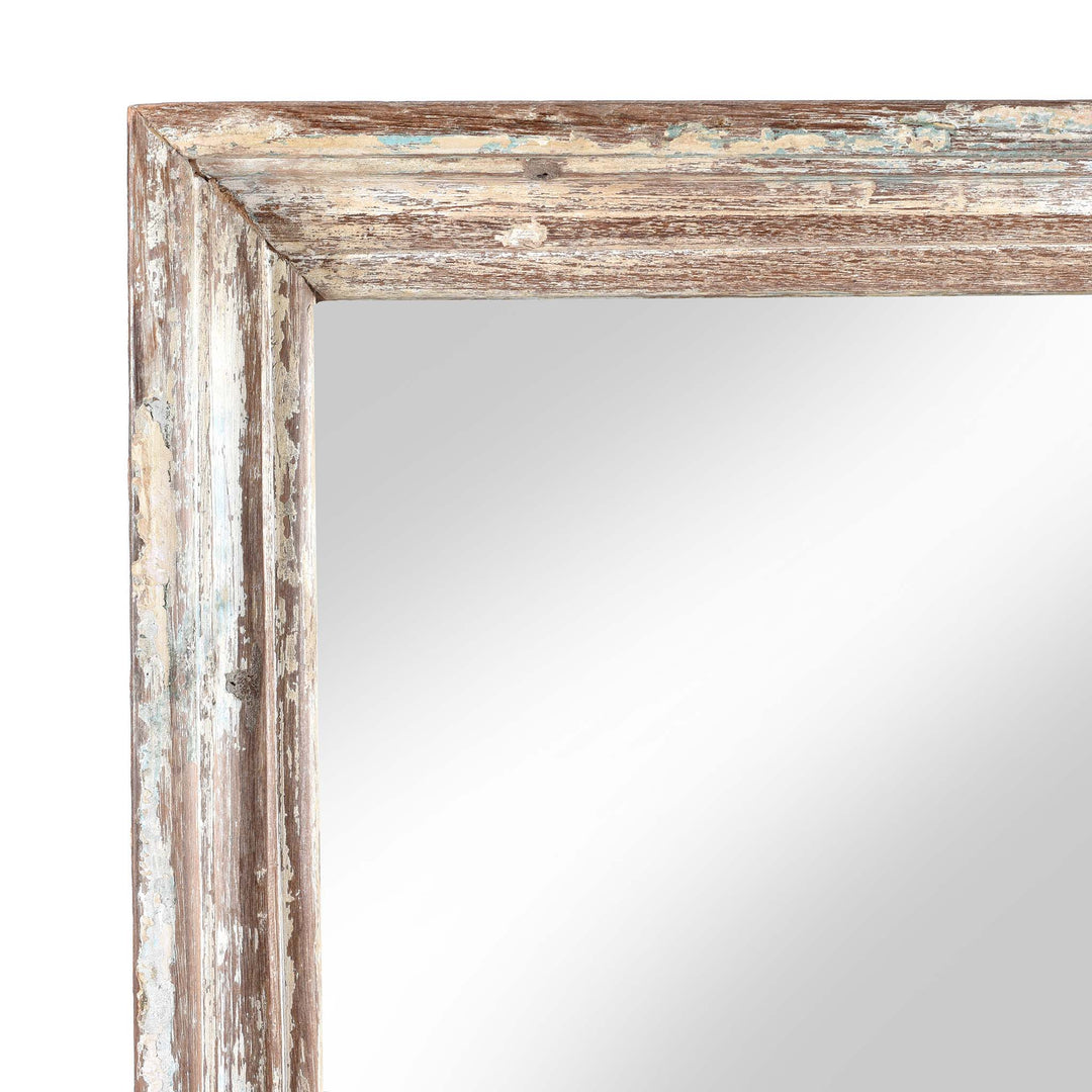 Corner Detail Of Indian Mirror Made From An Old Teak Window - Ca 1920 | Indigo Antiques