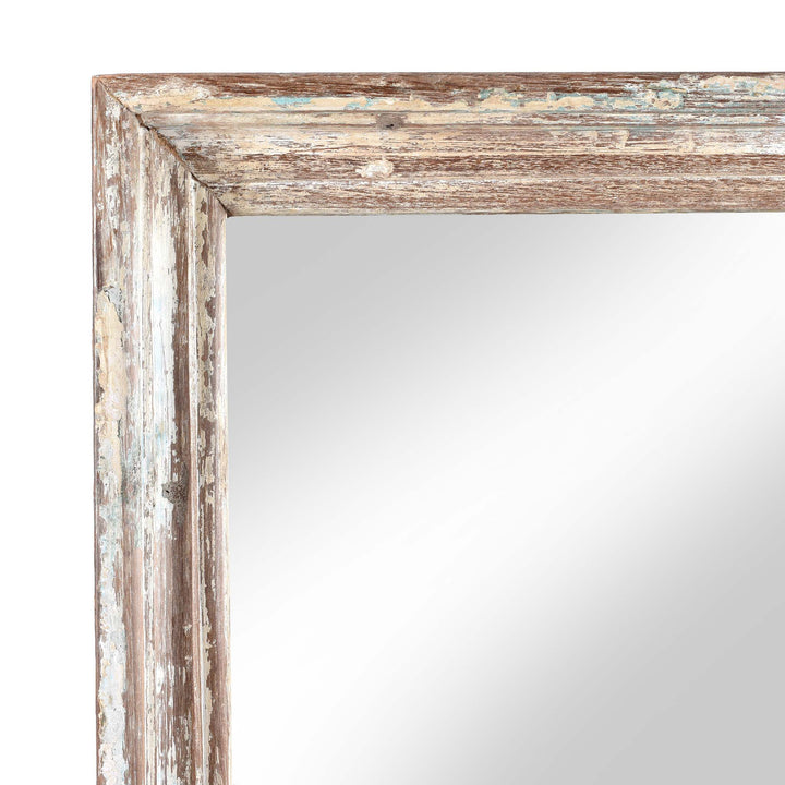 Corner Detail Of Indian Mirror Made From An Old Teak Window - Ca 1920 | Indigo Antiques