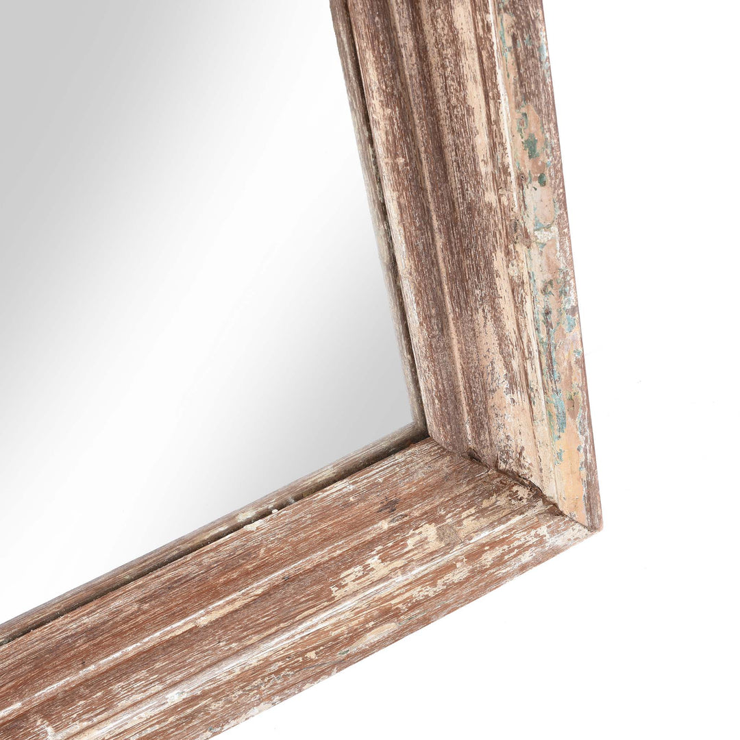 Corner Detail Of Indian Mirror Made From An Old Teak Window - Ca 1920 | Indigo Antiques