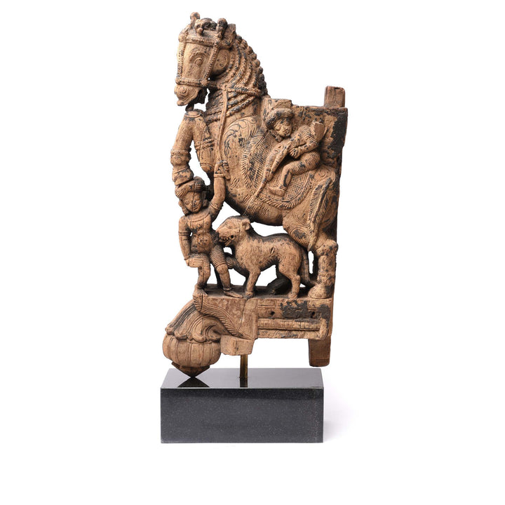 Side View Of Carved Teak Horse Bracket From South India - 18thC | Indigo Antiques