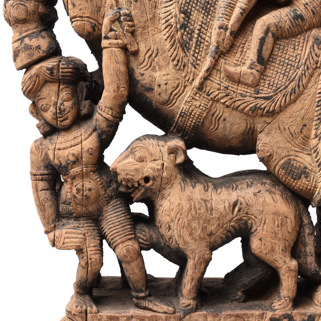 Detail From Carved Teak Horse Bracket From South India - 18thC | Indigo Antiques