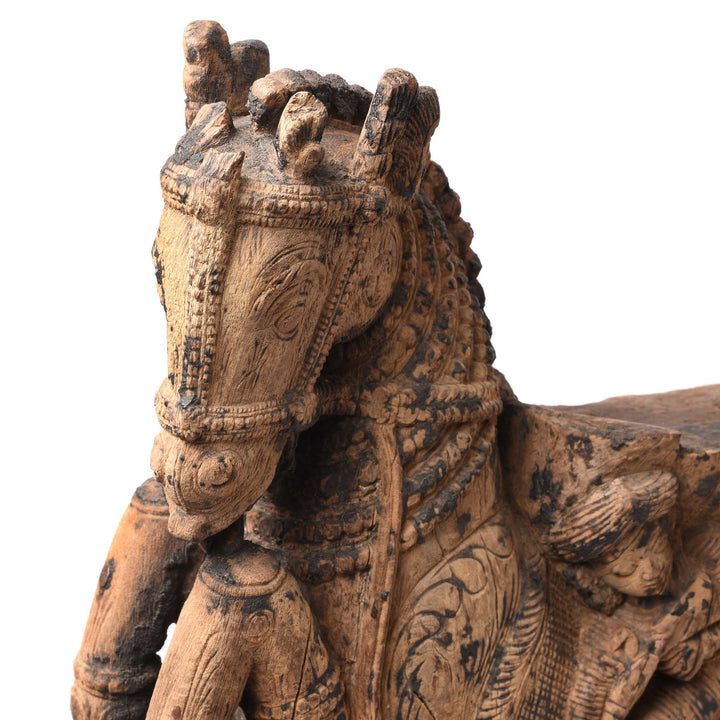 Horse Carving Detail From Carved Teak Horse Bracket From South India - 18thC | Indigo Antiques