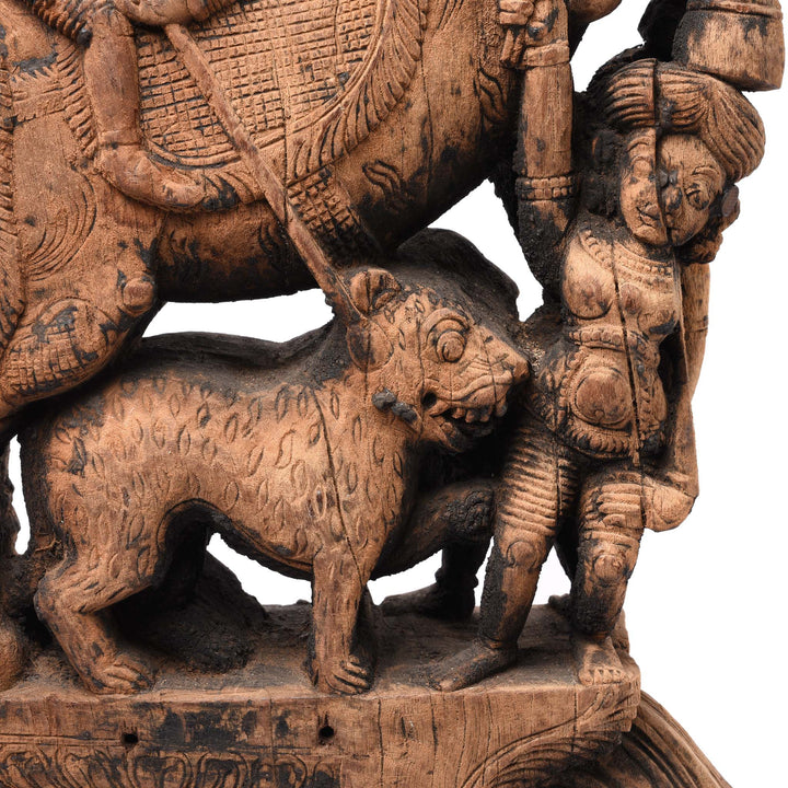 Detail From Carved Teak Horse Bracket From South India - 18thC | Indigo Antiques