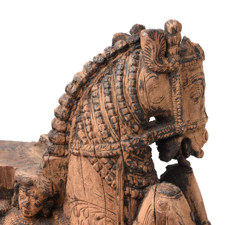 Horse Detail From Carved Teak Horse Bracket From South India - 18thC | Indigo Antiques