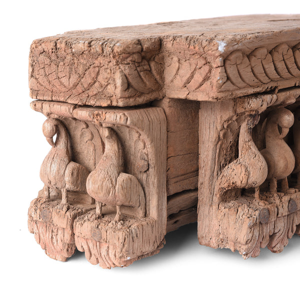 Carved Teak Peacock Panel - 19thC