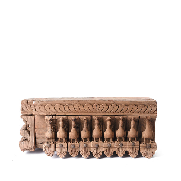 Carved Teak Peacock Panel - 19thC