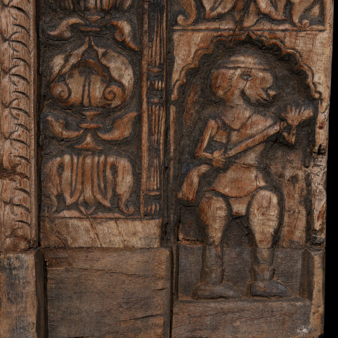 Character Carving Detail From Carved Teak Door - 19thC | Indigo Antiques