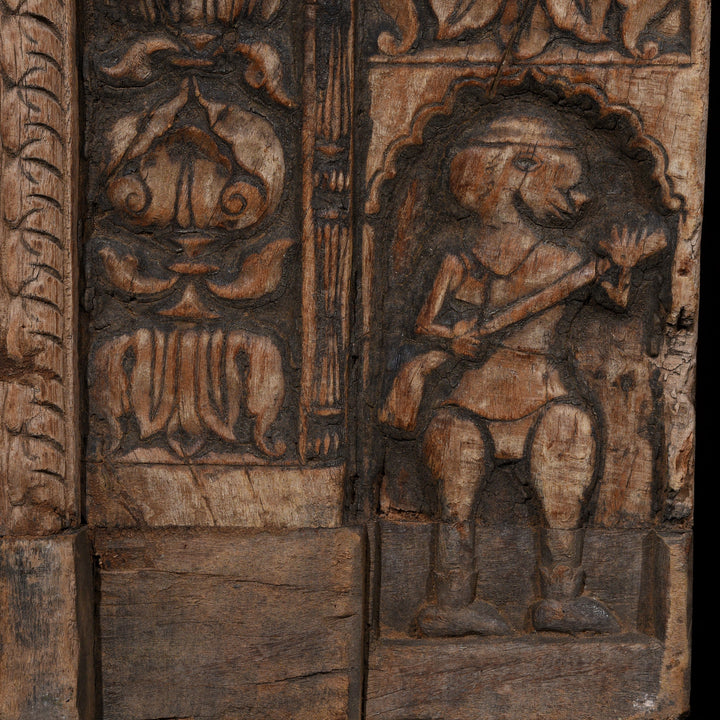 Character Carving Detail From Carved Teak Door - 19thC | Indigo Antiques
