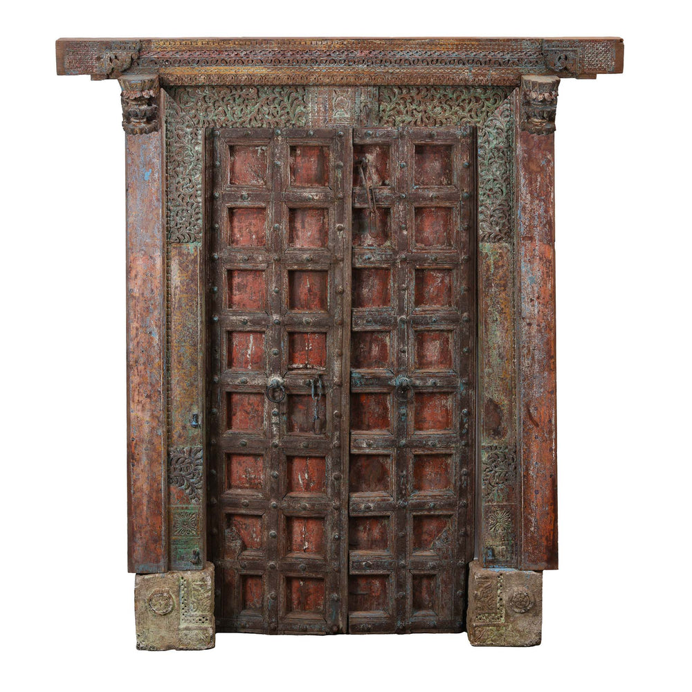 Painted Indian Reclaimed Door From Patan - 19thC | Indigo Antiques