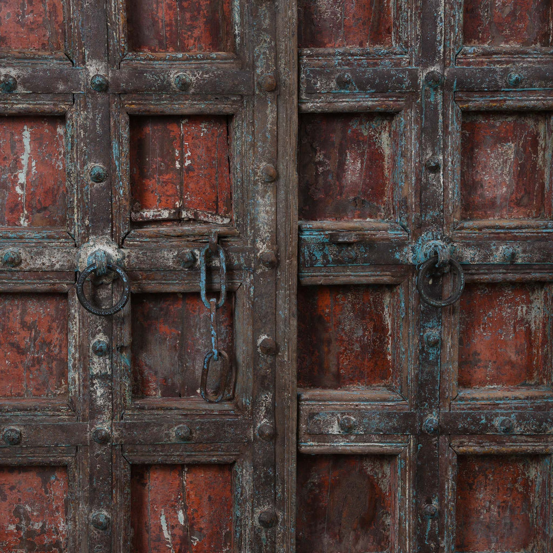 Detail From Painted Indian Reclaimed Door From Patan - 19thC | Indigo Antiques