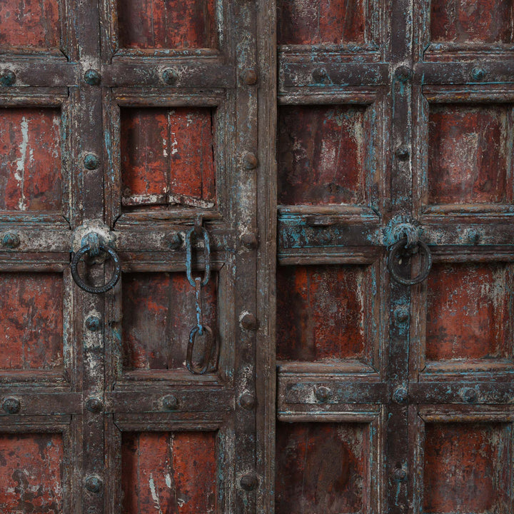 Detail From Painted Indian Reclaimed Door From Patan - 19thC | Indigo Antiques