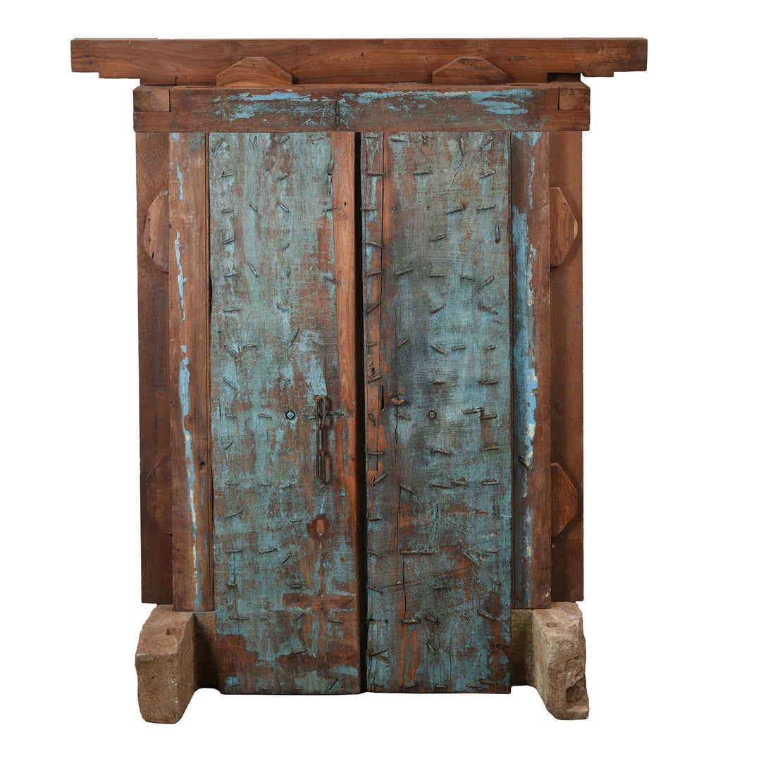 Reverse Of Painted Indian Reclaimed Door From Patan - 19thC | Indigo Antiques