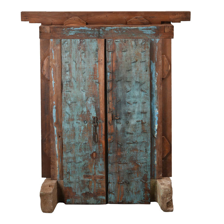 Reverse Of Painted Indian Reclaimed Door From Patan - 19thC | Indigo Antiques