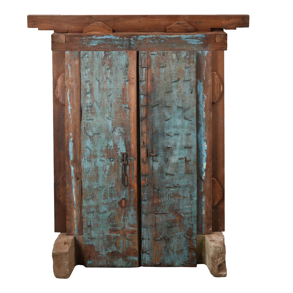 Painted Indian Reclaimed Door From Patan - 19thC