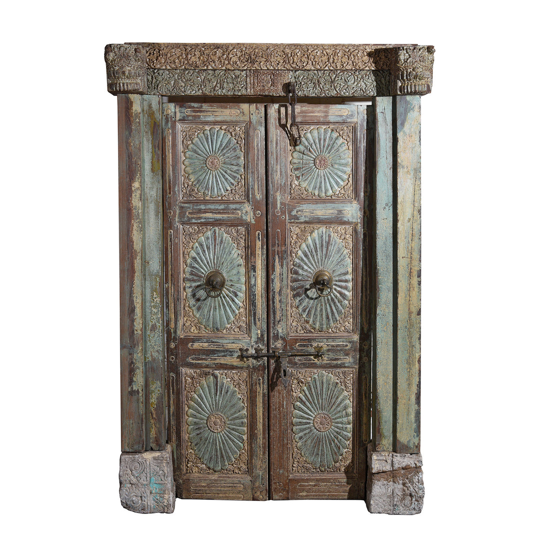 Painted Indo-Portugese Reclaimed Door From Diu - 19thC | Indigo Antiques