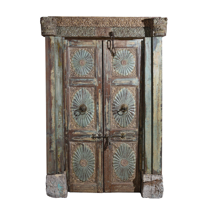 Painted Indo-Portugese Reclaimed Door From Diu - 19thC | Indigo Antiques